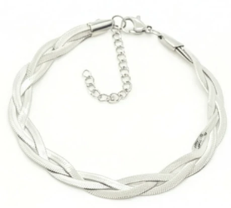 Pulsera de acero quirurgico trenza triple 18cm + 5cm